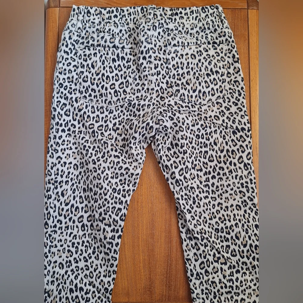 GAP Leopard Print Jeans Animal Stretchy Straight Pull On Elastic Cotton Kids 14